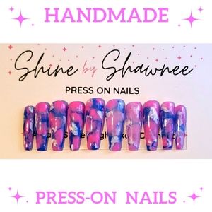 Handmade Luxury Press-On Nails | Sturdy & Reusable | PINK SKIES